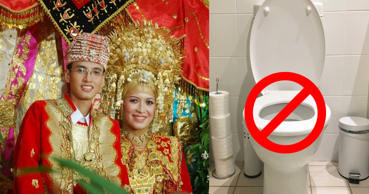 Newly married bride and groom are not allowed to use toilet