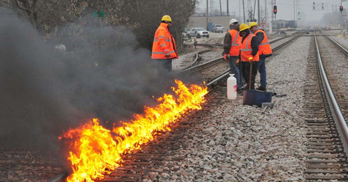 Fire on railway track