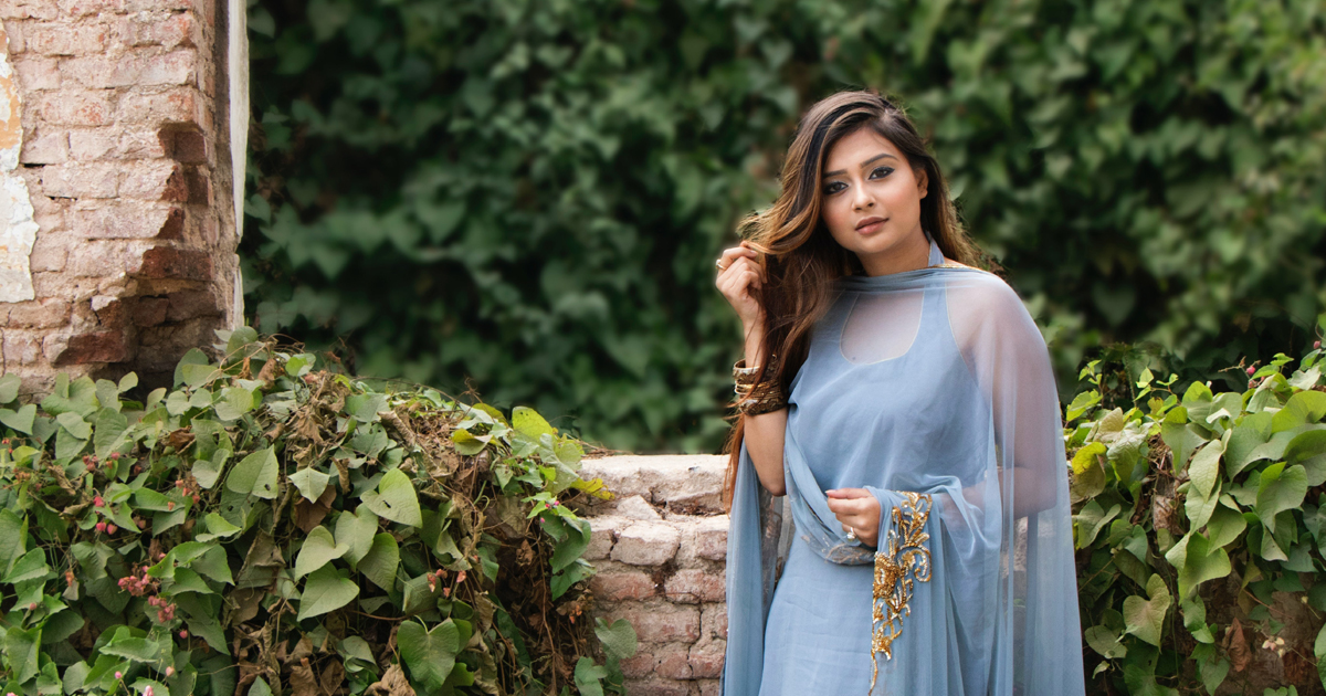 Woman in Blue Dress