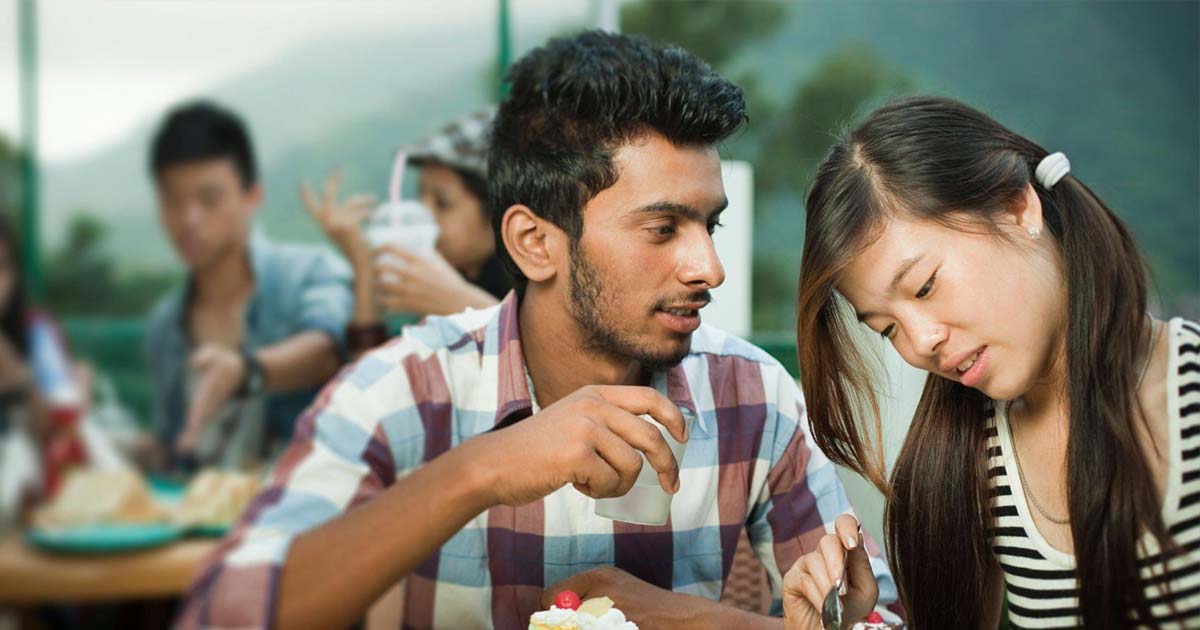 Couples in restaurant