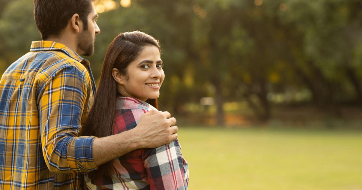 Profile view of a young couple