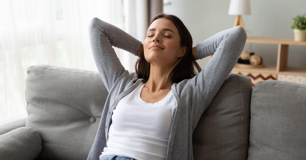 Relaxed serene young woman