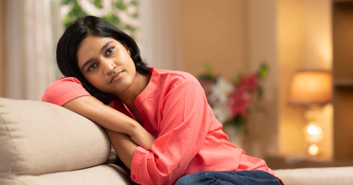 Woman sofa sitting at home