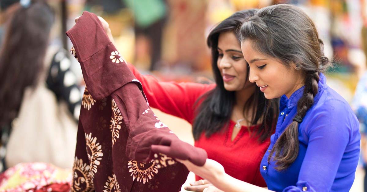 Women shopping for dress