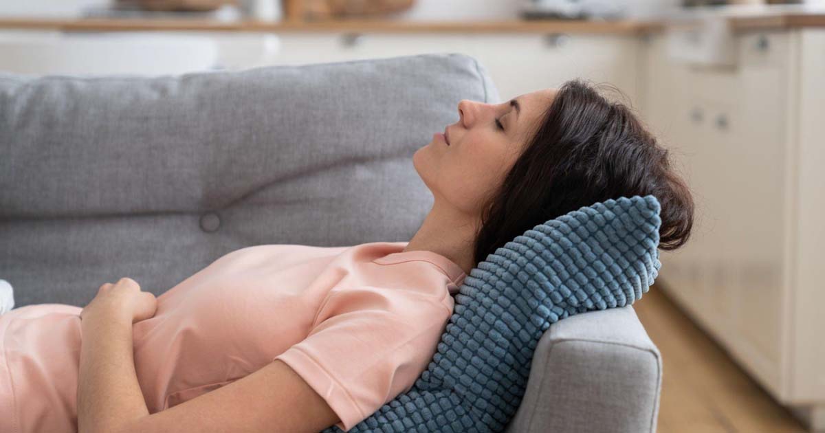 Young woman lying on on pillow