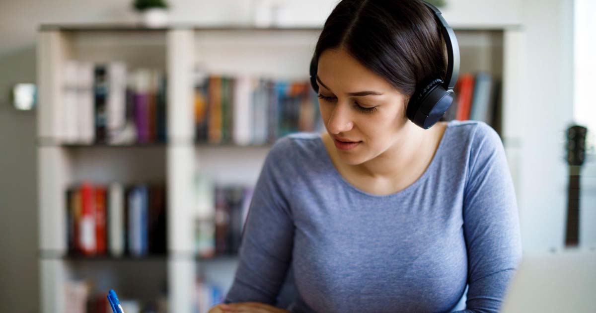 Young woman working from home